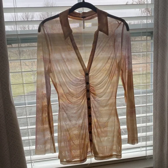 FREE PEOPLE sheer long sleeve top - Picture 3 of 8
